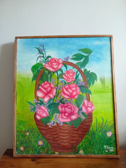 Obraz róże olej na płótnie 50x60cm