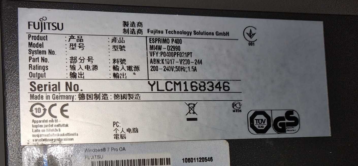 Computador Fujitsu Esprimo P400 I3 / 4GB / SSD + HDD