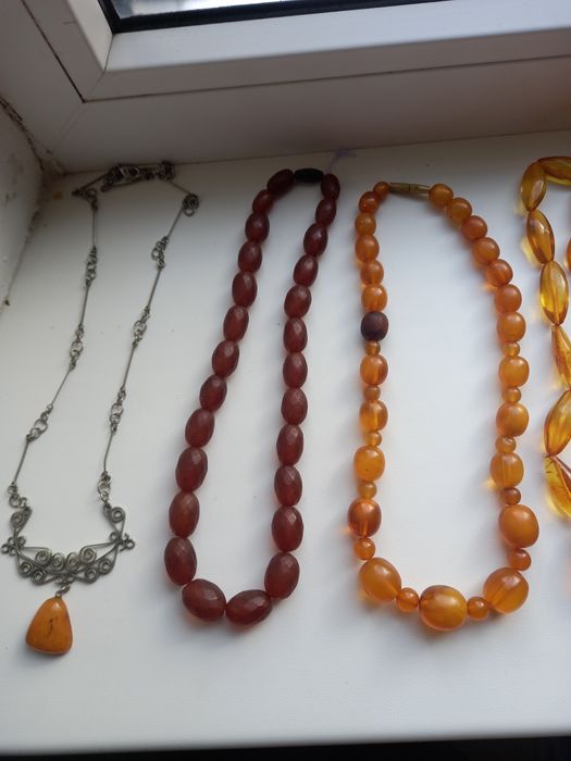 Бусы брошь запонки натуральный янтарь винтаж ссср