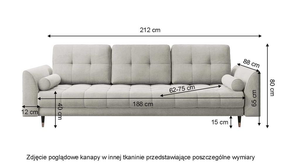 Sofa Candy 3-osobowa w tkaninie Riviera 21 – z funkcją spania