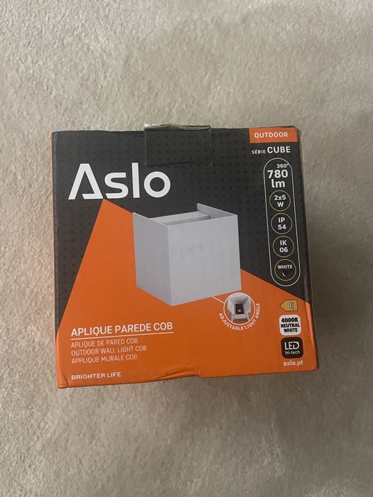 aplique parede cob aslo 780lm