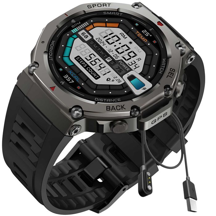 Smartwatch Męski GPS Wodoodporny Sport Amoled Menu PL Czarny Zegarek