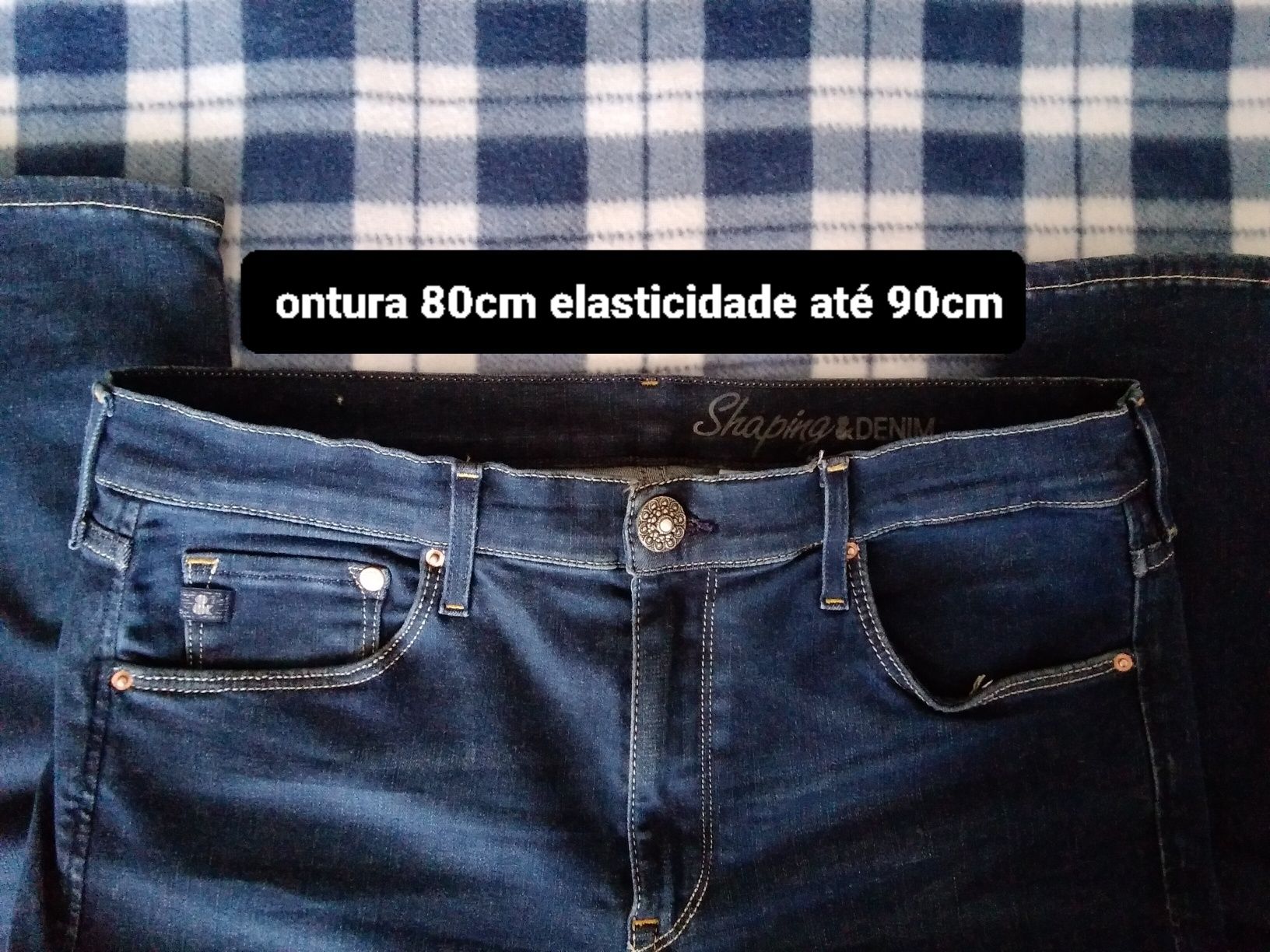 Calças ganga azul H&M 33/32, medidas foto