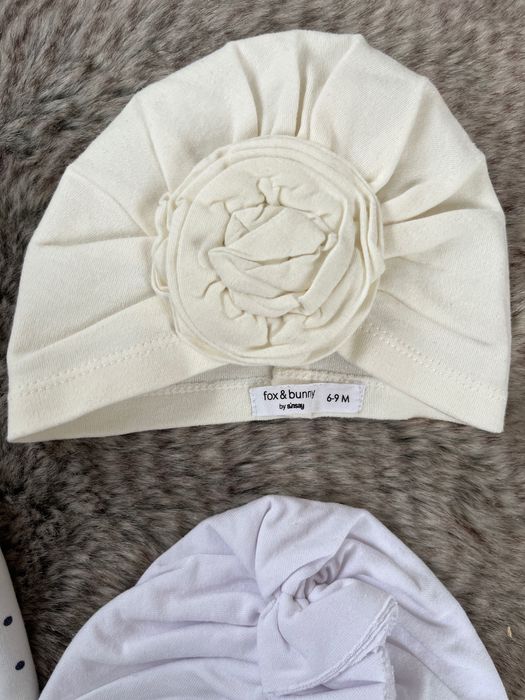 Czapeczki czapka dla dziewczynki 74 biała siwa kremowa kakadu