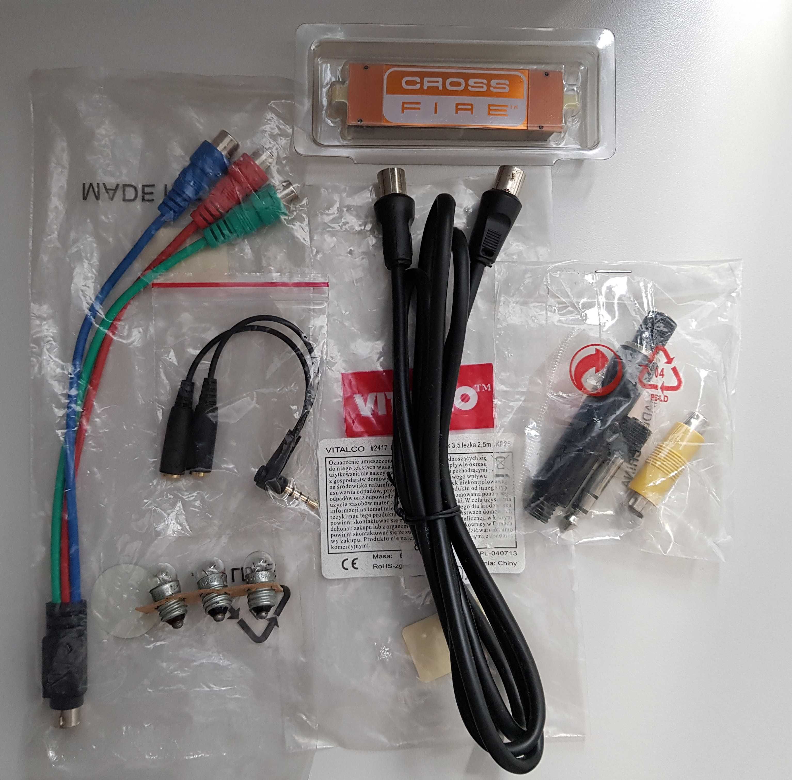 Kabel - 7 pin S-Video, RCA, kabel antenowy, adapter jack 6,3/3,5 mm