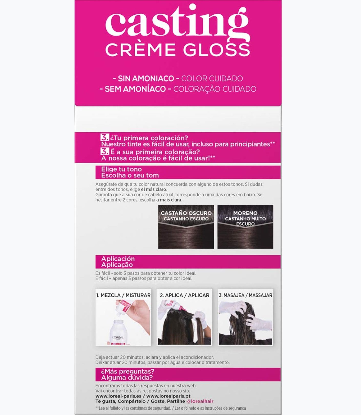 Tinta Cabelo Coloração L'ORÉAL Casting Crème Gloss castanho escuro 300