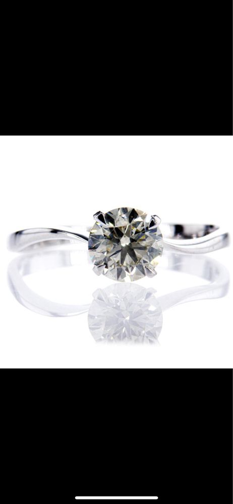 Anel de noivado em ouro branco com diamante natural certificado