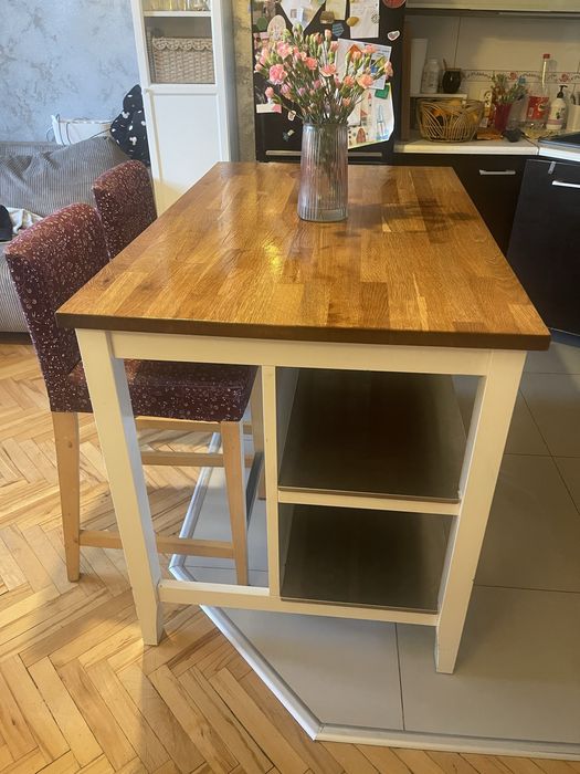 Wyspa kuchenna ikea 126x79x90 + hokery + pokrowce