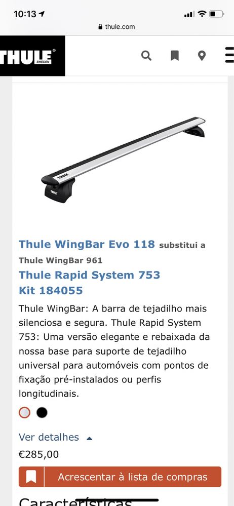 Thule Rapid System 75300 + WingBar + Suporte Bicicleta