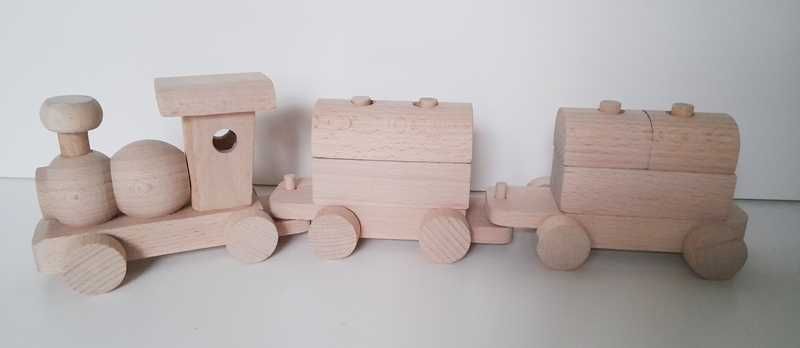 Drewniany pociąg eko METRYCZKA do pomalowania wagony pamiątka