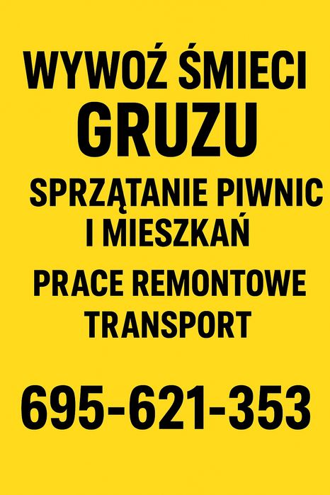 Sprzątanie mieszkań piwnic wywóz śmieci gruzu, utylizacja opróżnianie