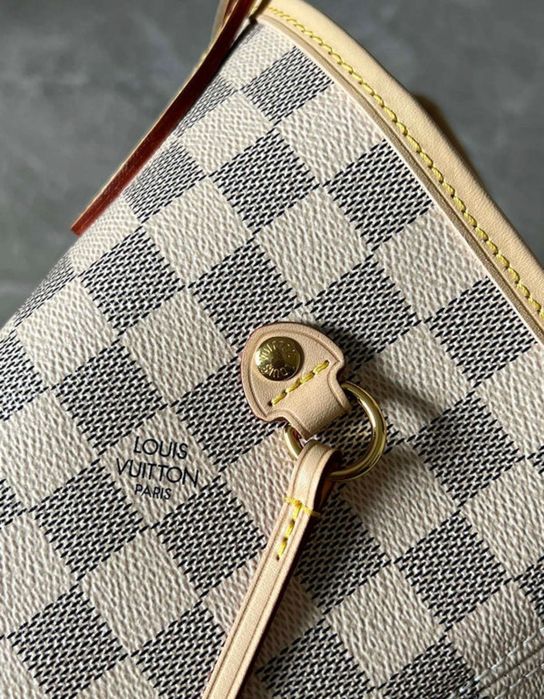 Torebka Louis Vuitton Neverfull GM biała kratka kremowy środek skóra