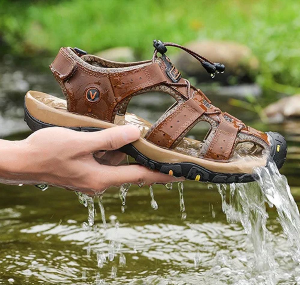 Sportowe sandały trekingowe lekkie wodoodporne skórzane męskie