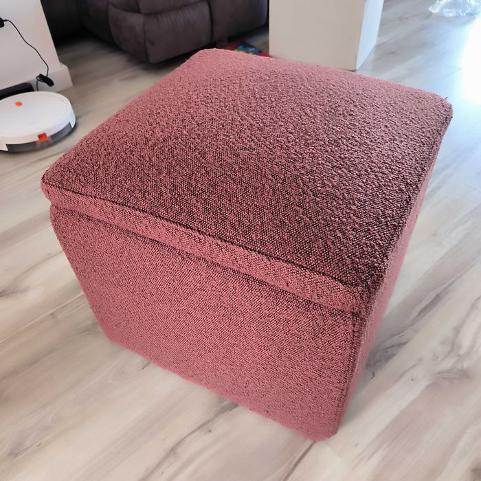 Puf pufa ze schowkiem bordo tkanina boucle