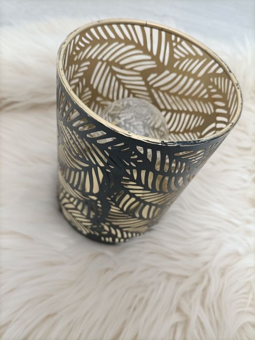 Lampka lampion LED na baterie złoty czarny liście elegancki stylowy