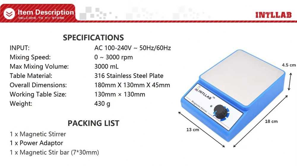 Магнитная мешалка INTLLAB MS-500