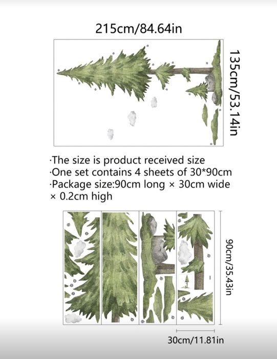 Naklejka ścienna duże drzewo iglaste 2 metry