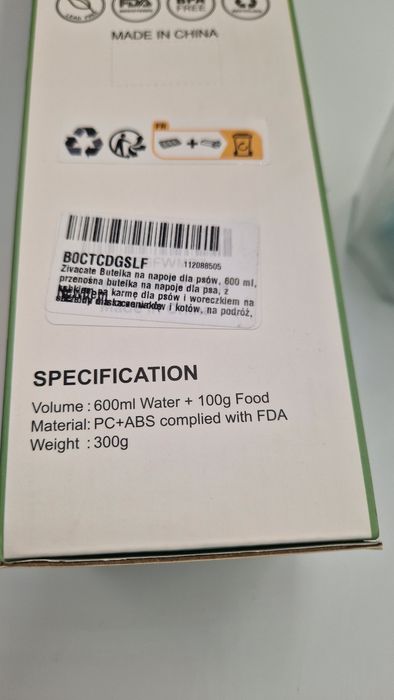 Butelka na wodę dla psa, bidon 600 ml