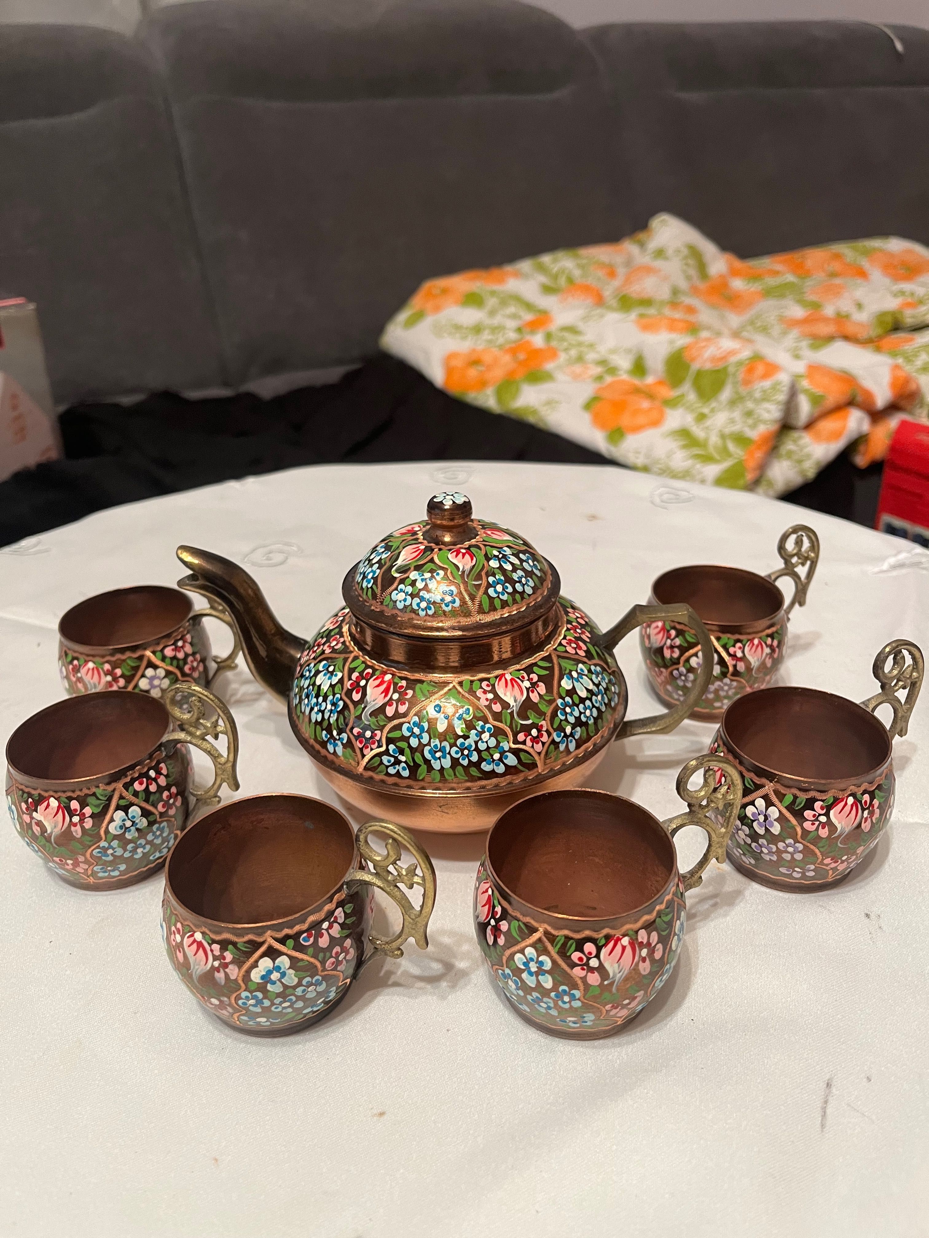 Turecki czajnik miedziany kolorowy