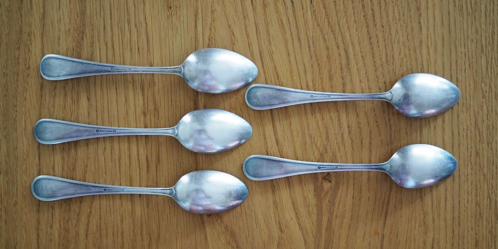 Stare łyżeczki platerowane, sygnowane Wellner Silber