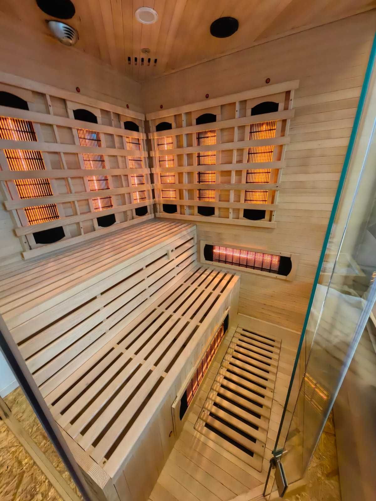 Sauna SZKLANA infrared 6os narożna infrarot podczerwień mp3 usb LED