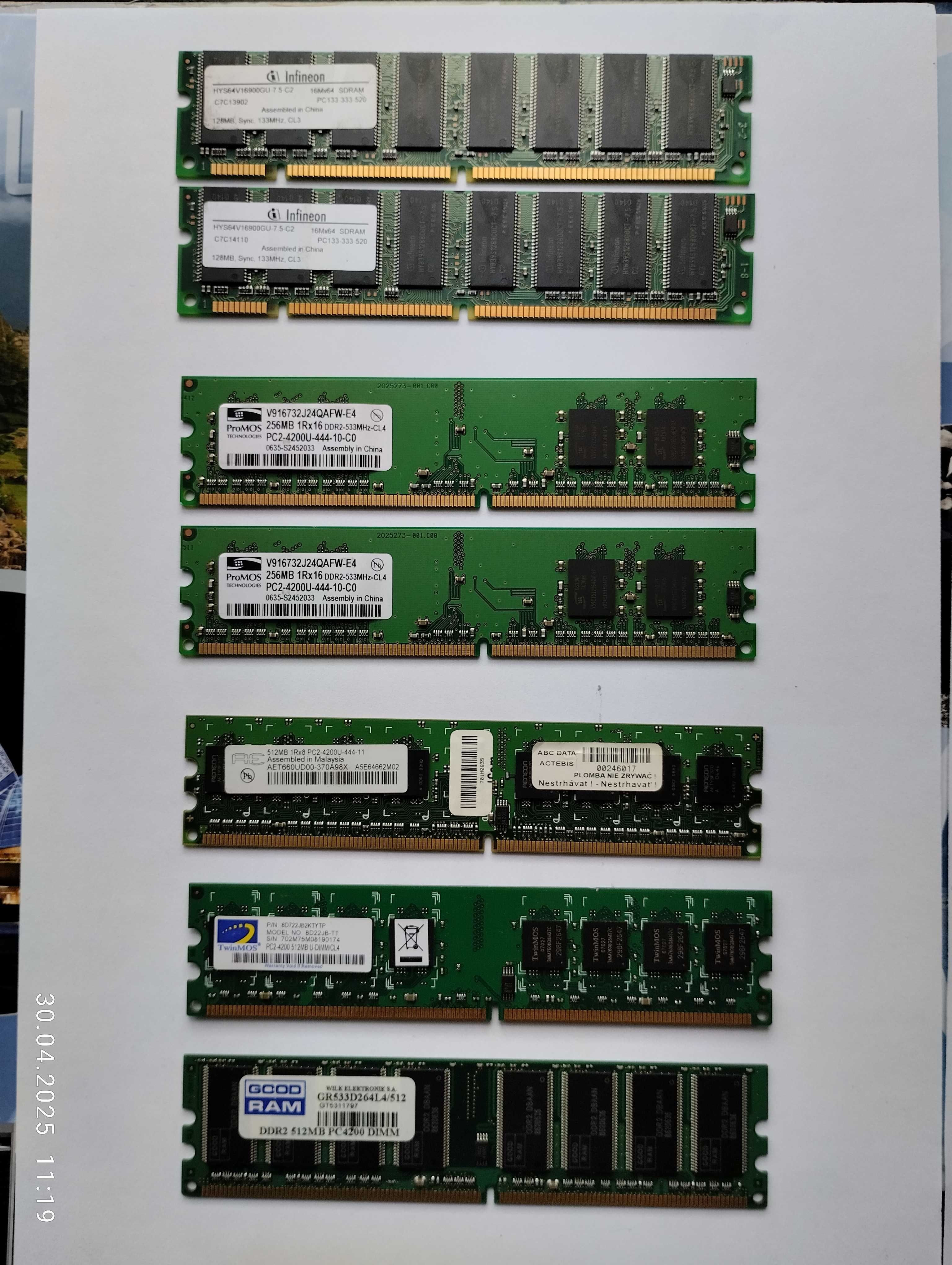 Stare pamięci RAM - sd-ram, ddr2,  so-dimm