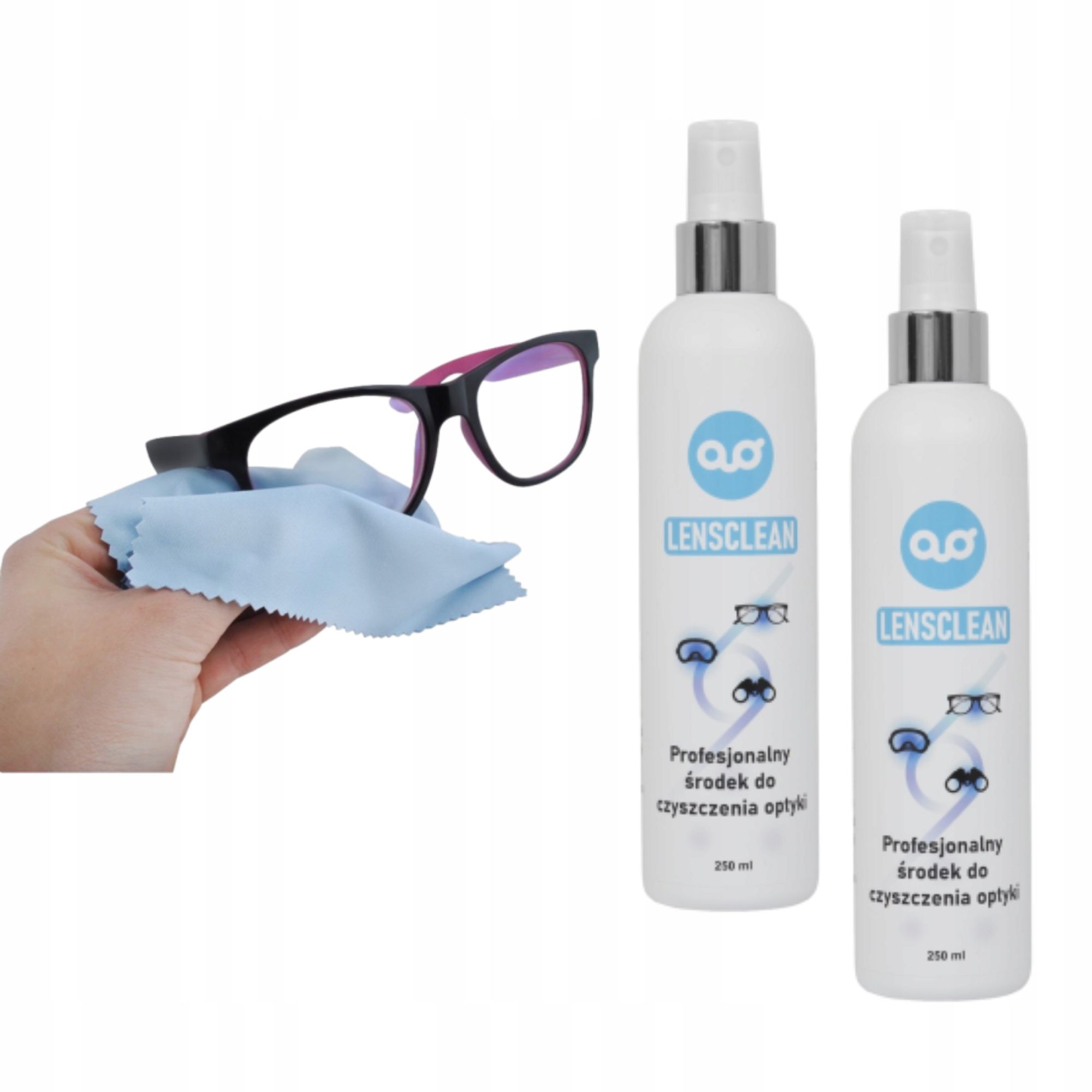 2szt. Lensclean Zestaw Do Czyszczenia Okularów 500Ml Ściereczki