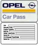 Car pass pin code security code