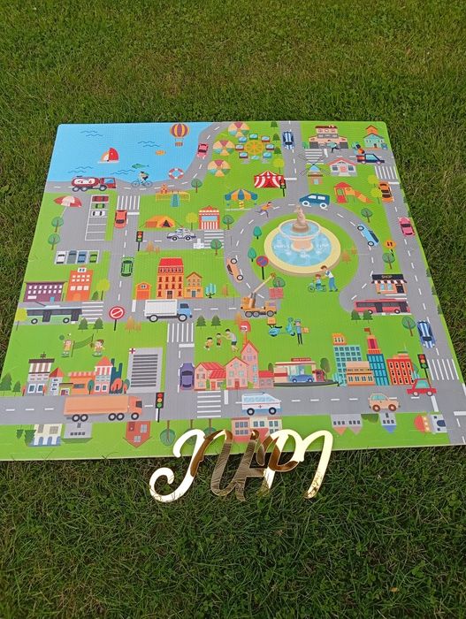 Duże puzzle piankowe miasto relaxdays 120 x120 cm