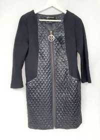 Płaszcz włoski wiosenny na lato czarny do sukienek pikowany M L