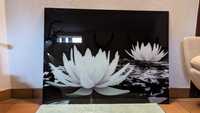 Obraz szklany 100x130 cm, białe kwiaty, elegancki