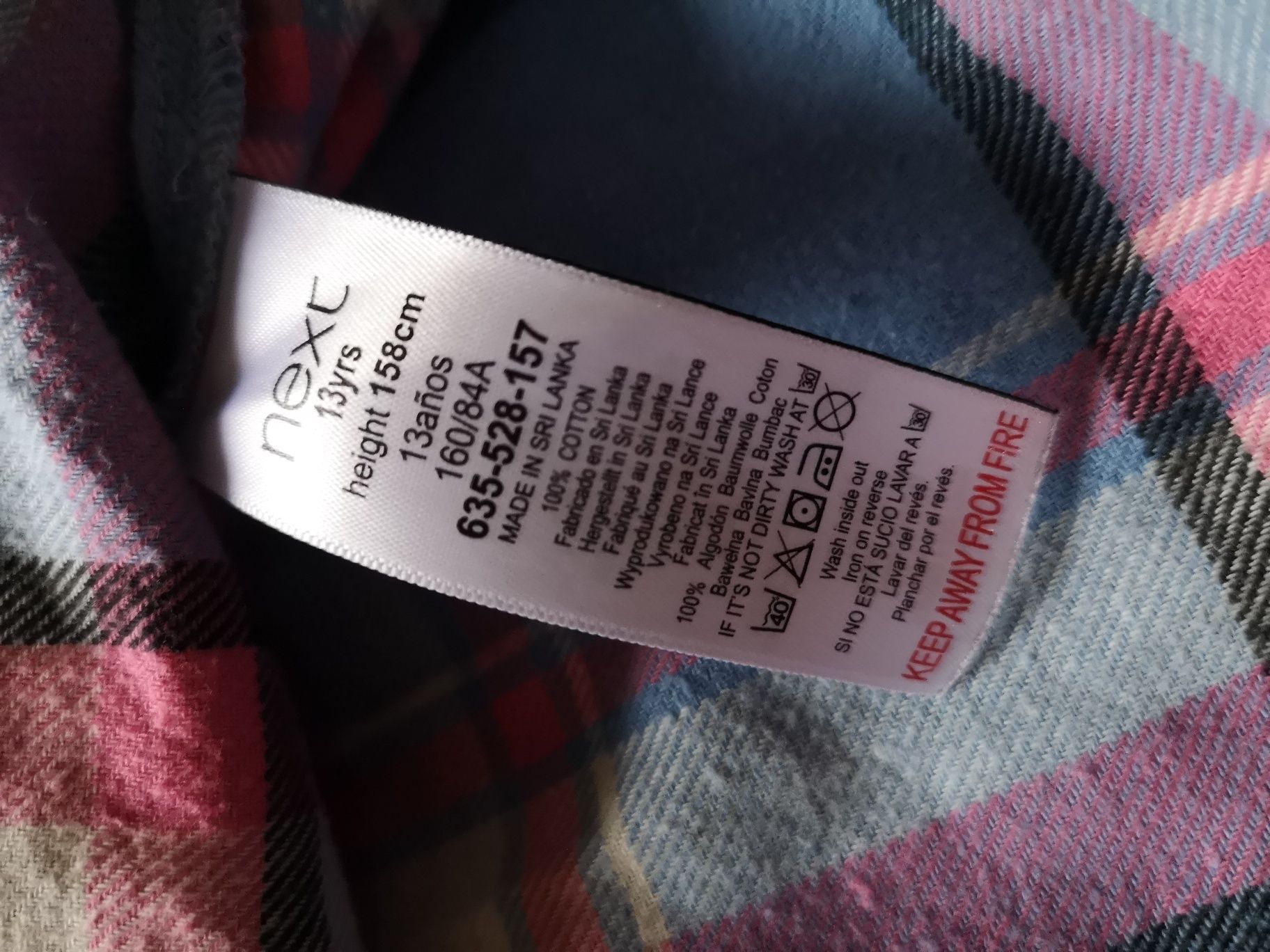 Koszula tunika niebieska różowa krata h 152 158 narzutka bluza next