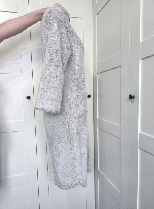 Szlafrok 8 S 36 10 M 38 pudrowy róż polarowy pluszowy zapinany na suwa