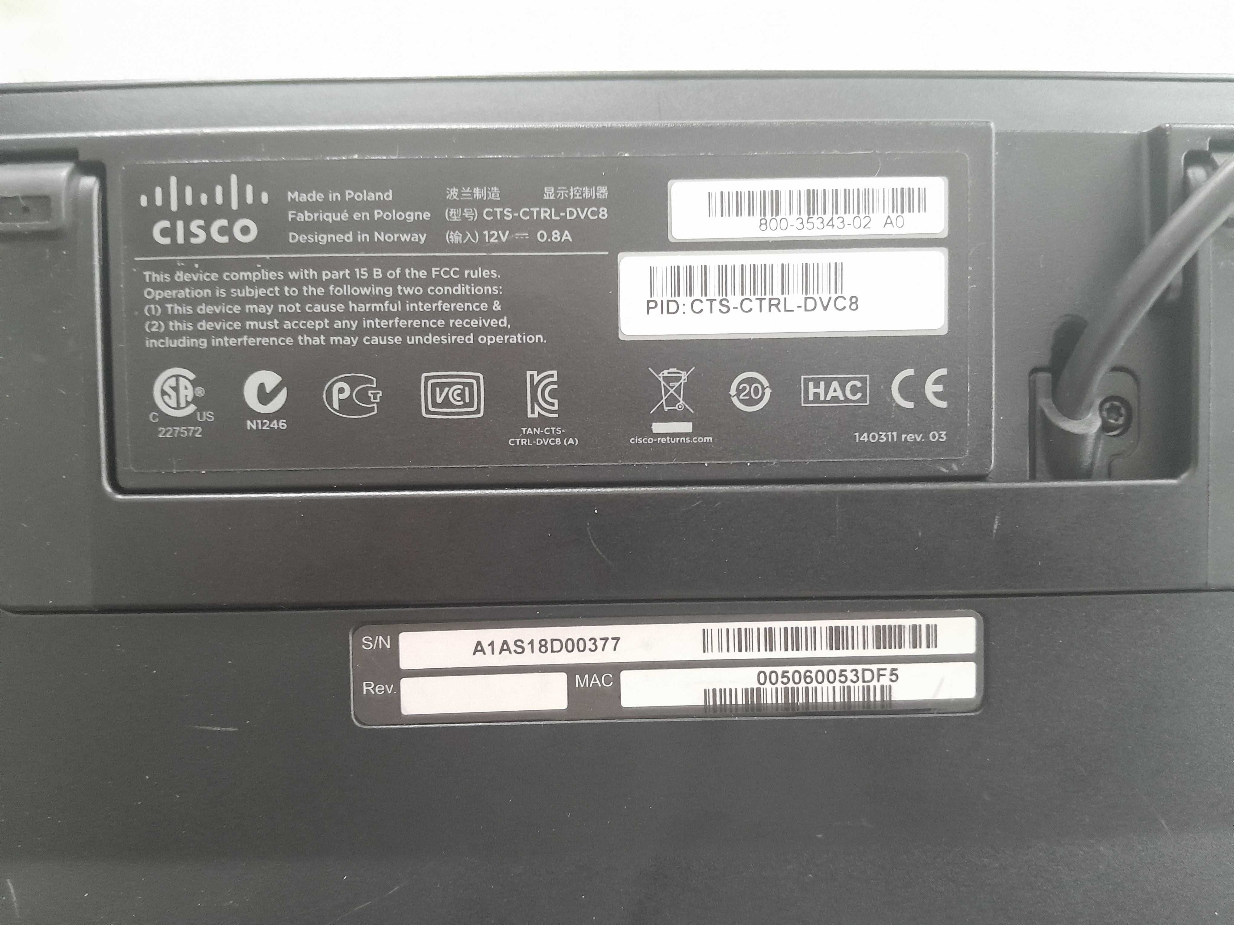 Monitor do telekonferencji CISCO CTS-CTRL-DV8
