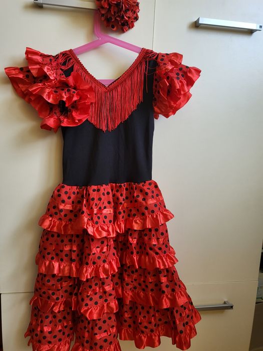 Strój przebranie sukienka cyganki Hiszpanki flamenko r. 122 128