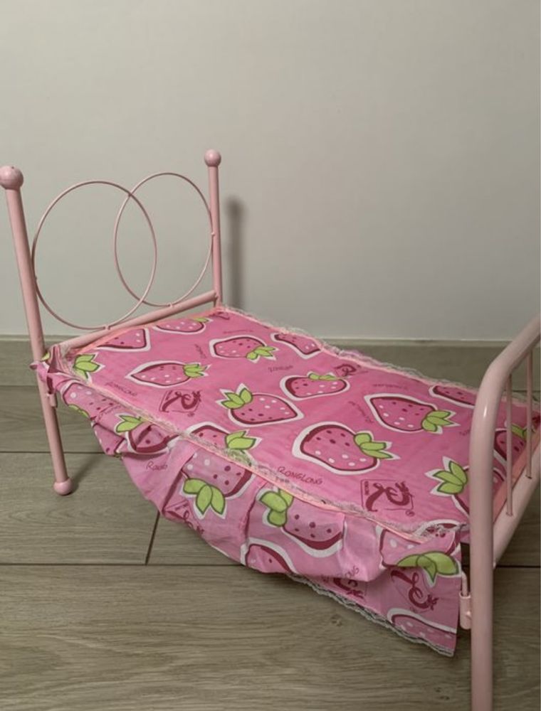 Ліжечко ліжко кроватка для пупса ляльки ляльок рожеве