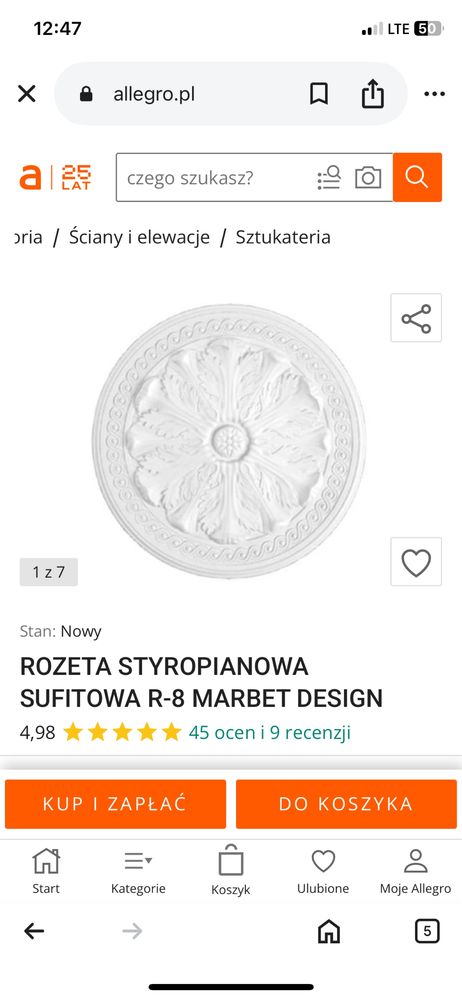 OKAZJA ! MARBET Rozeta Sufitowa Styropianowa sztukateria