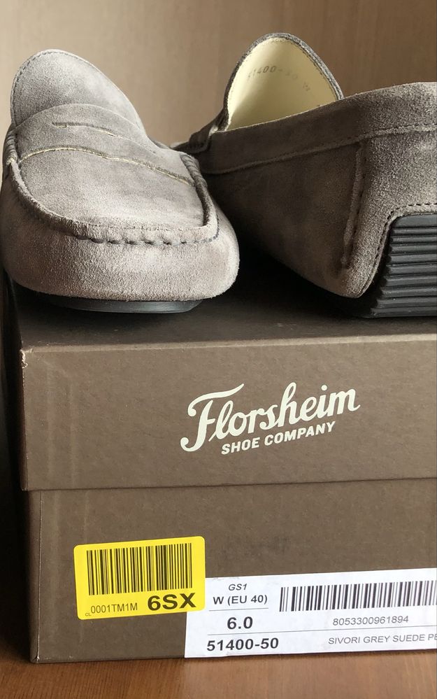 Florsheim, мокасины из натуральной замши, р. 40 26,5 см