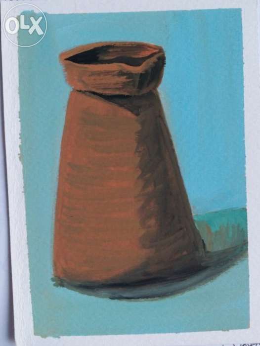 Pintura original a guache - jarro de barro - aprox. 14,8 x 21 cm