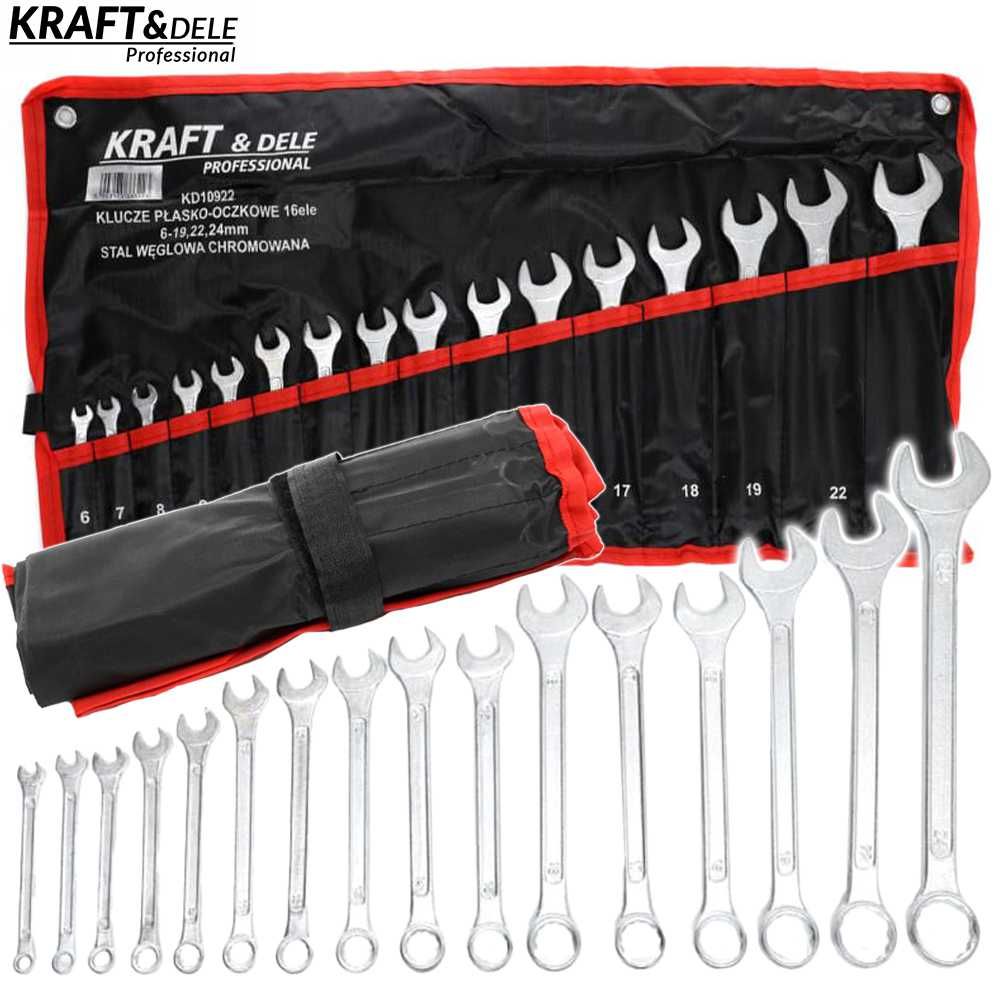KRAFT&DELE Klucze Płasko Oczkowe 6-24mm 16el Klucz Płaskie KD10922