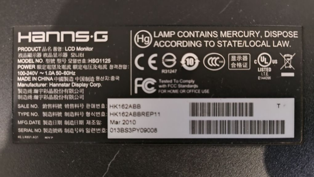 Монітор Hanns.G HK162 -2 ОД.