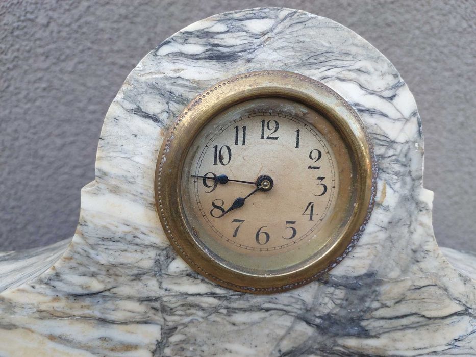 88 Stary zegar kominkowy stołowy chodzik sprawny miniaturka marmurowy