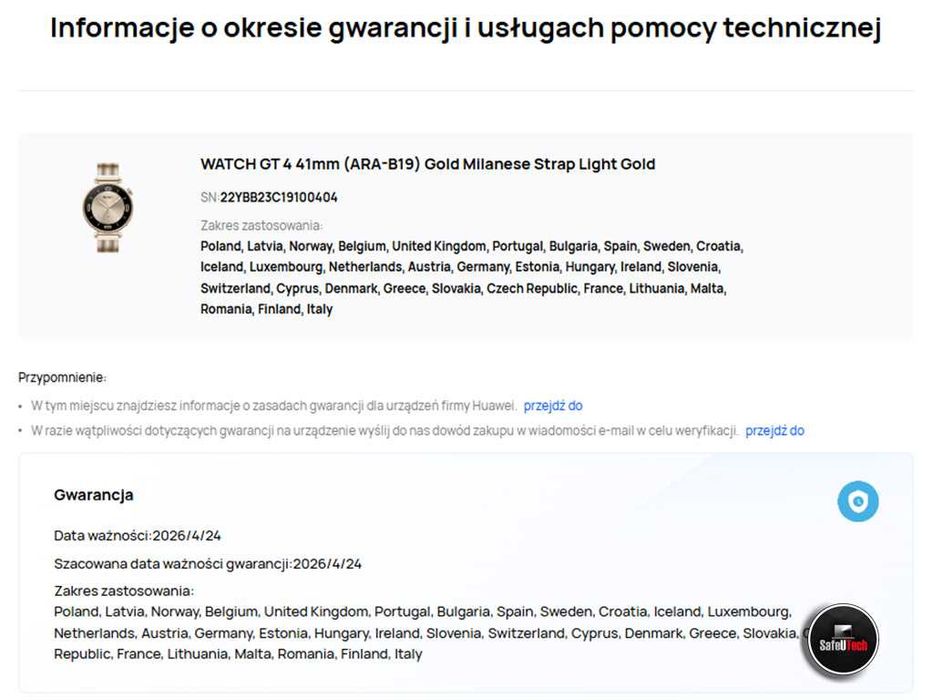 ZŁOTY Huawei Watch GT4 41mm Elegant GPS + PASEK GW 04.2026 Super Cena