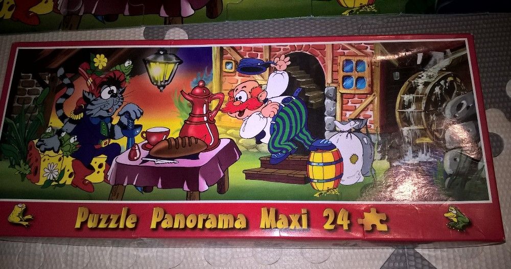 Fisher Price zabawka wieza klocki puzzle maxi panorama 24 kot w butach