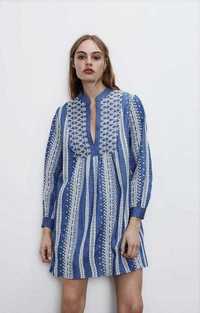 Zara сукня міні denim з вишивкою з нових колекцій