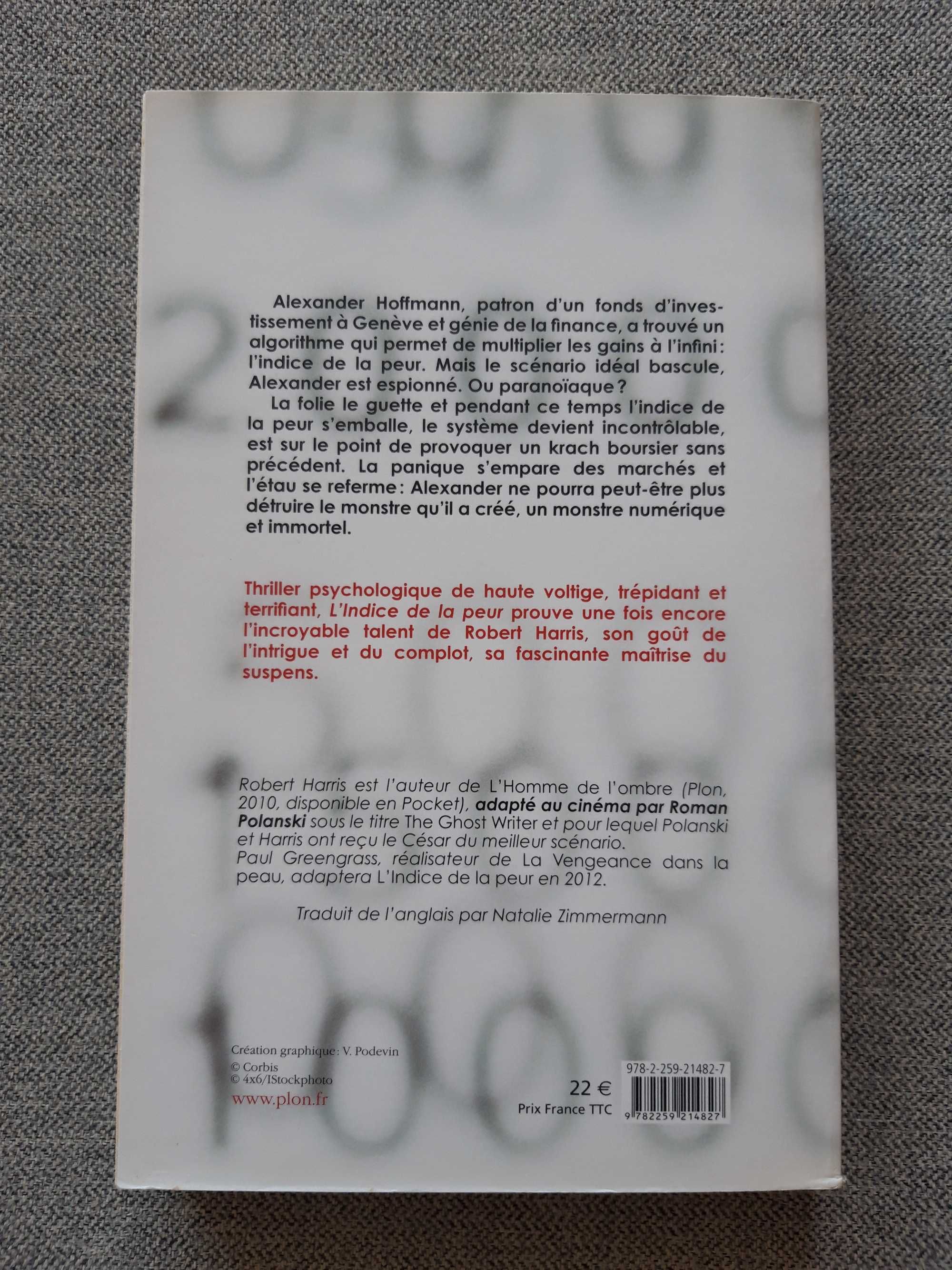 Livro "L'indice de la peur" de Robert Harris