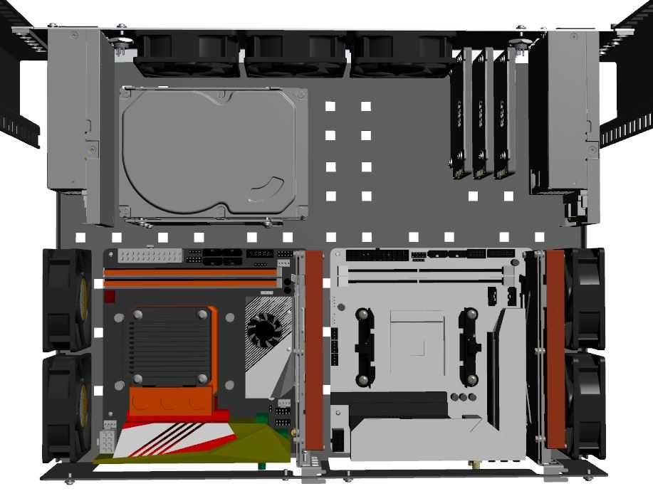 Obudowa RACK do szafy 19 cali R-CASE 2 v2 / Serwer 2 x mATX, 2 x FLEX
