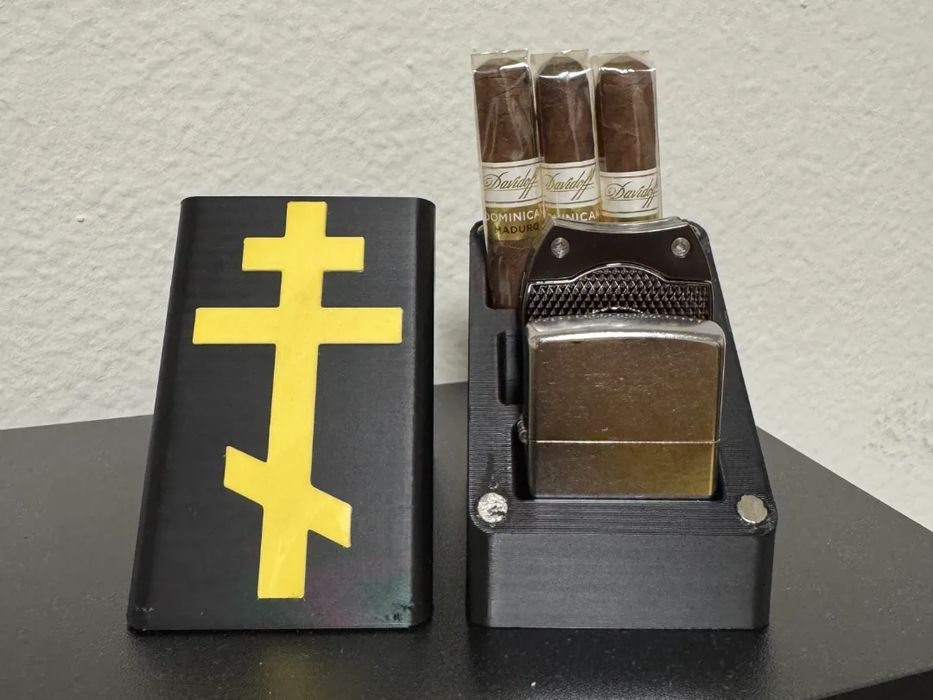 Caixa para Charuto, Cortador e Isqueiro