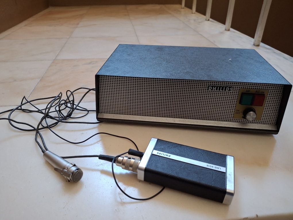 Receptor Philips + Mic sem fios decada 60 vintage