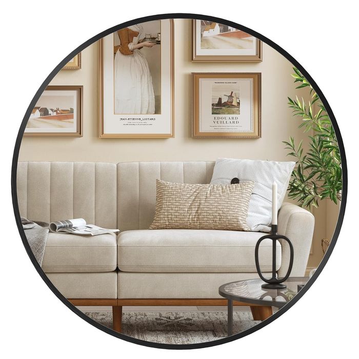 Lustro okrągłe w czarnej ramie 50cm Loft
